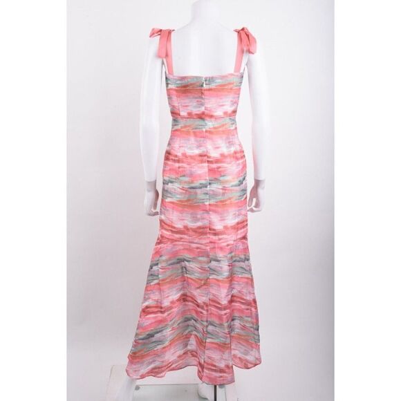 Aidan Mattox Womens Burnout Maxi Dress Gown High Low Sz 8 Pink Green NWT - Picture 7 of 8
